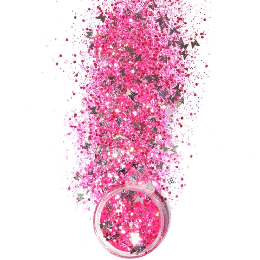Hot Pink and Silver Cosmetic Festival Glitter